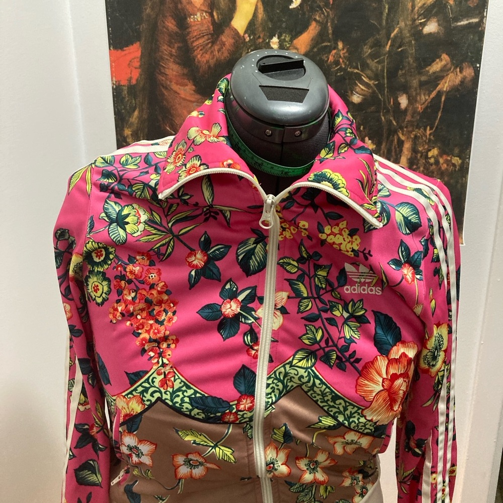 Adidas Women's Pink Floral Bomber Jacket